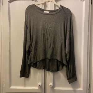 For The Republic Gray Ribbed Long Sleeve Top